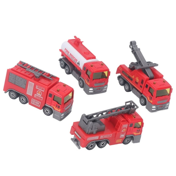 Fire Truck Model, Educational Gift 4Pcs Plastic Alloy High Simulation Easy To Play Fire Truck Toy for Children for School