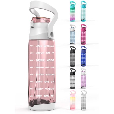 large water bottle with time markings