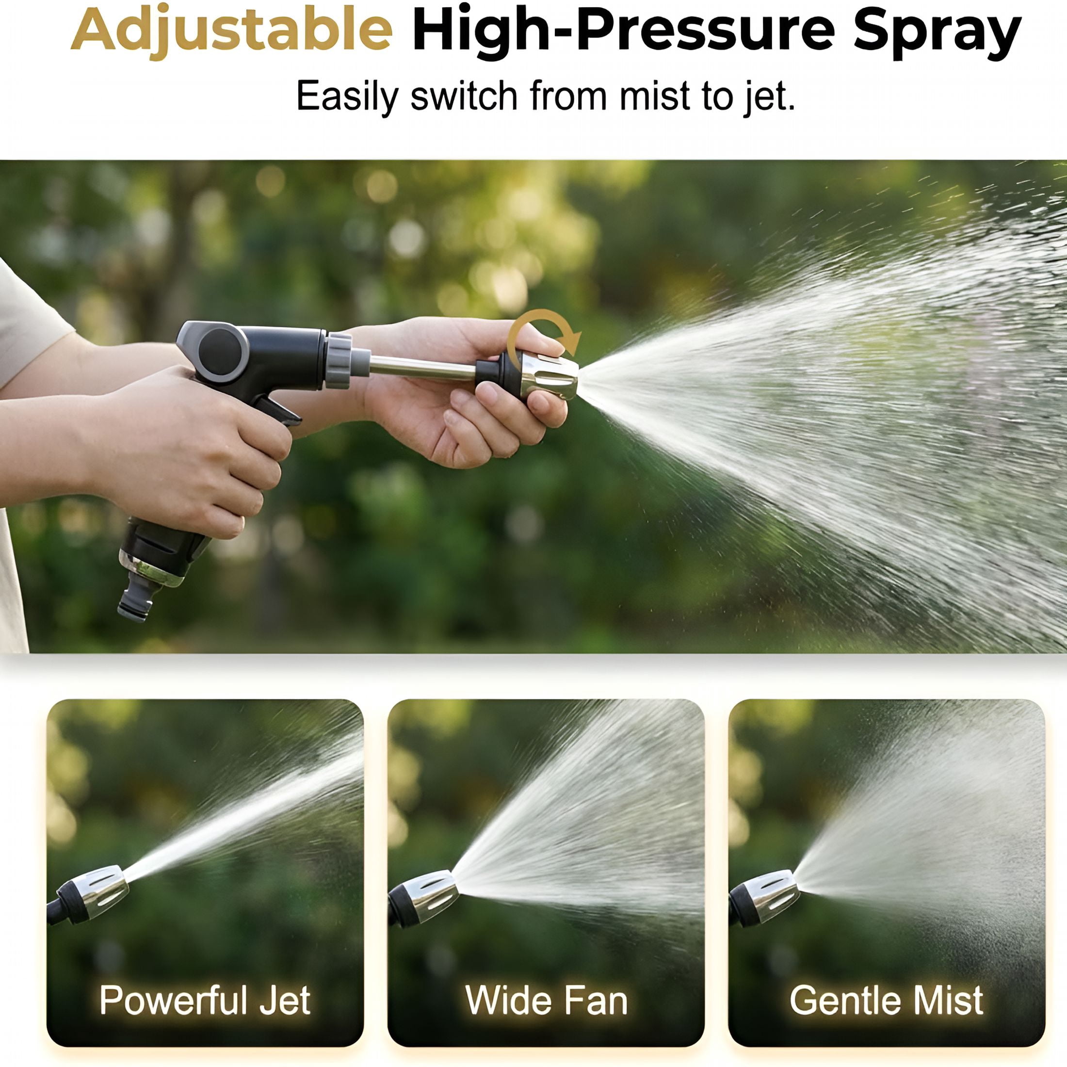 CURYMAY Turn Any Hose into a High Pressure Water Washer Jet,Heavy Duty Garden Hose Nozzle,Multi Function Lawn Garden Watering Sprayer,Spray Nozzles for Garden Hose for Cleaning Yard Pets Car