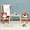 Natural Wood + Orange + Red, variant on 3 Piece Kids Table and Chair Set , Toddler Wood Table with 2 Chairs Set Cartoon Animals, Bear & Tiger