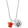thumbnail image 1 of Delight Jewelry Resin Longhorn Silvertone Script Initial Disc - D - Charm Necklace, 20"+3", 1 of 4