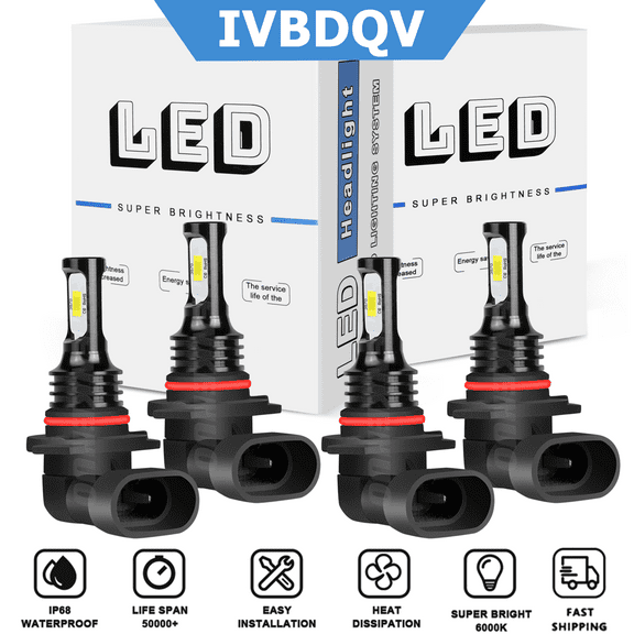 9005 9006 LED Headlights Combo For Pontiac Grand Prix 2004-2008 High Low Beam Bulbs Kit 4Pcs 50W 6000K White