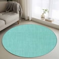 thumbnail image 2 of Round Rugs 3 Ft, Turquoise Burlap Texture Non Slip Area Rugs for Kitchen Bedroom Entryway, Farmhouse Vintage Aqua Washable Carpet Runner Rug Floor Mats for Bedroom Home Decor, 2 of 9