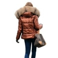 thumbnail image 4 of Glonme Women Outwear Long Sleeve Thickened Jacket Hooded Coat Holiday Plush Puffer Fluffy Hoodies Orange 2XL, 4 of 7
