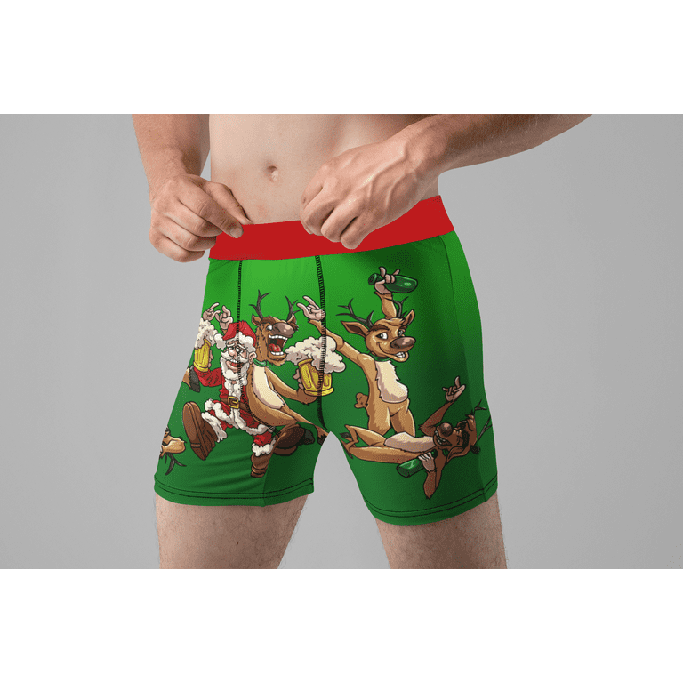 Christmas Underwear for Men Santa Claus Reindeer Fun Novelty Gift Boxer  Briefs