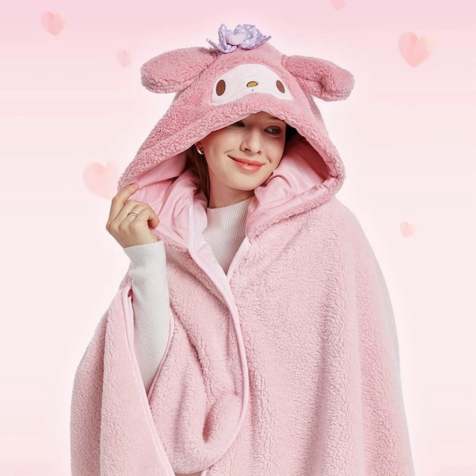 Cute Cinnamoroll Kuromi Hooded Cape Cloak Wearable Blanket Hoodie