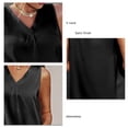 thumbnail image 3 of Camiseta sin mangas con cuello en V para mujer, color puro, acabado satinado, moda sin mangas, color liso satinado, 3 of 6
