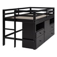 thumbnail image 6 of Tcbosik Twin Size Low Loft Bed with Underneath Storage, Wooden Loft Bedframe w/Ladder and Guardrail for Home Bedroom Dorm, Espresso, 6 of 9