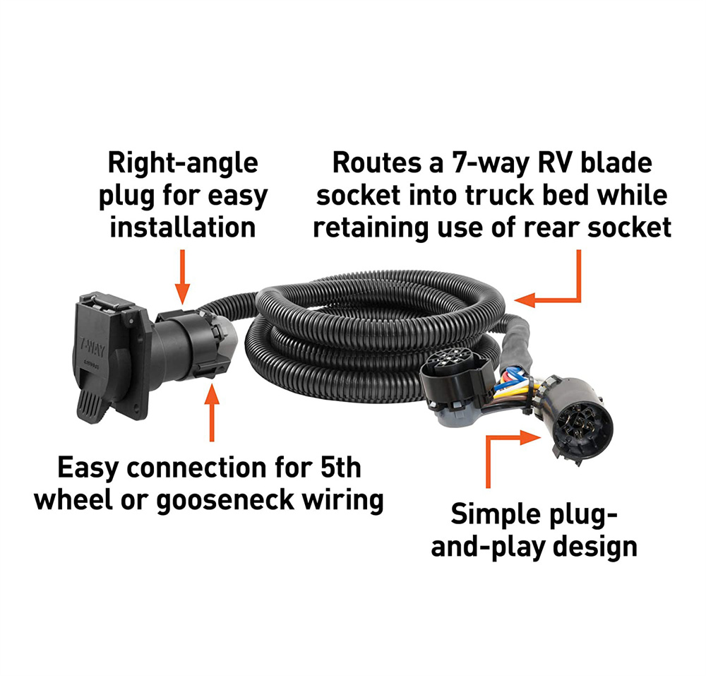 7-Pin Trailer Wiring Extension – Heavy-Duty Harness With Connectors, 83-Inch Length, Fits Truck Bed Or RV