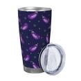 thumbnail image 2 of Daiia Eggplant Printed 20oz Insulated Coffee Cup with Straw Topper, Fully Spill Proof Travel Coffee Mug, Stainless Steel Tumbler for Work Home Outdoor Car-Without Straw, 2 of 8