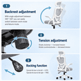 thumbnail image 3 of JaxSteam Ergonomic Office Chair High Back Mesh Desk Chair with Headrest Adjustable Armrest Height,White-Gray, 3 of 7