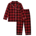 thumbnail image 4 of KPOPLK Family Christmas Pajamas Matching Sets Lightweight Long Sleeve Button down Shirt and Pants Pjs Jammies 2 Piece(3-4 Years,Red), 4 of 4