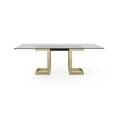 thumbnail image 6 of Whiteline Modern Living Sumo Rectangle Dining Table, 12mm clear tempered glass top, polished gold stainless steel base, Matt black connector between the legs, 6 of 10
