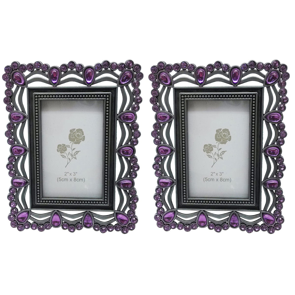 Clustered Rhinestones Heart Shaped 6.5 x 8 inch Zinc Alloy Table Top Photo Frame,Ivory