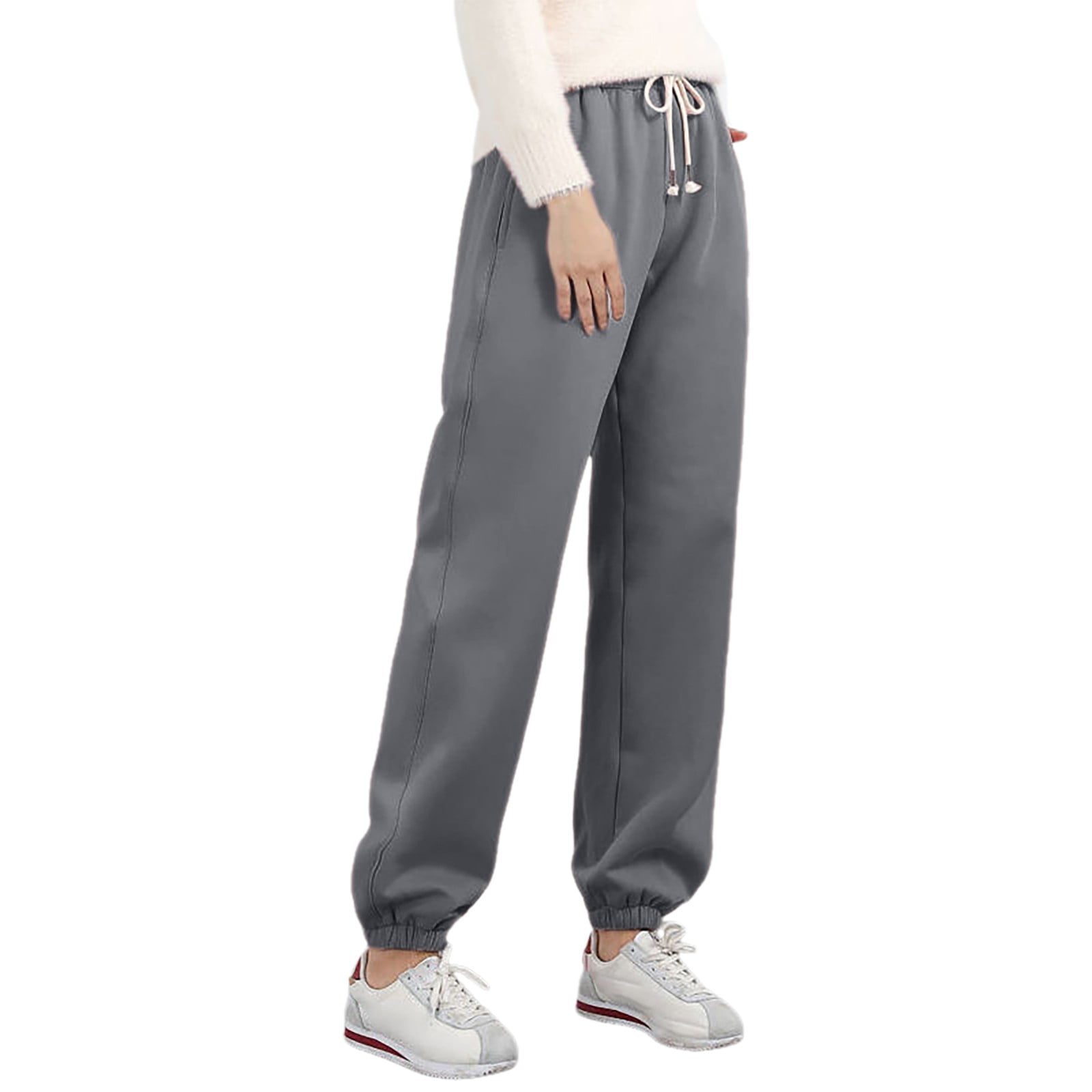 Women's Solid Color Winter Elastic Waistband With And Drawstring Casual Sports Pants Womens plus Size Casual Pants Suits for Wedding Track Pants Women Beach Pants for Women Casual Women Casual Pants