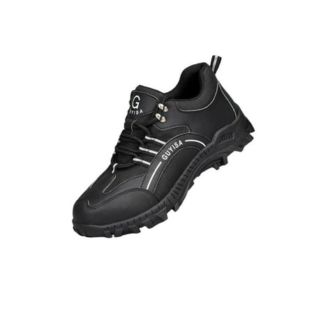 

Gomelly Women Safety Shoe Steel Toe Work Shoes Lace Up Sneakers Comfort Protection Boot Men Unisex White Black 9.5