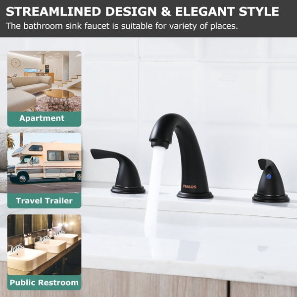 PARLOS 2-Handle Widespread Bathroom Sink Faucet, Matte Black