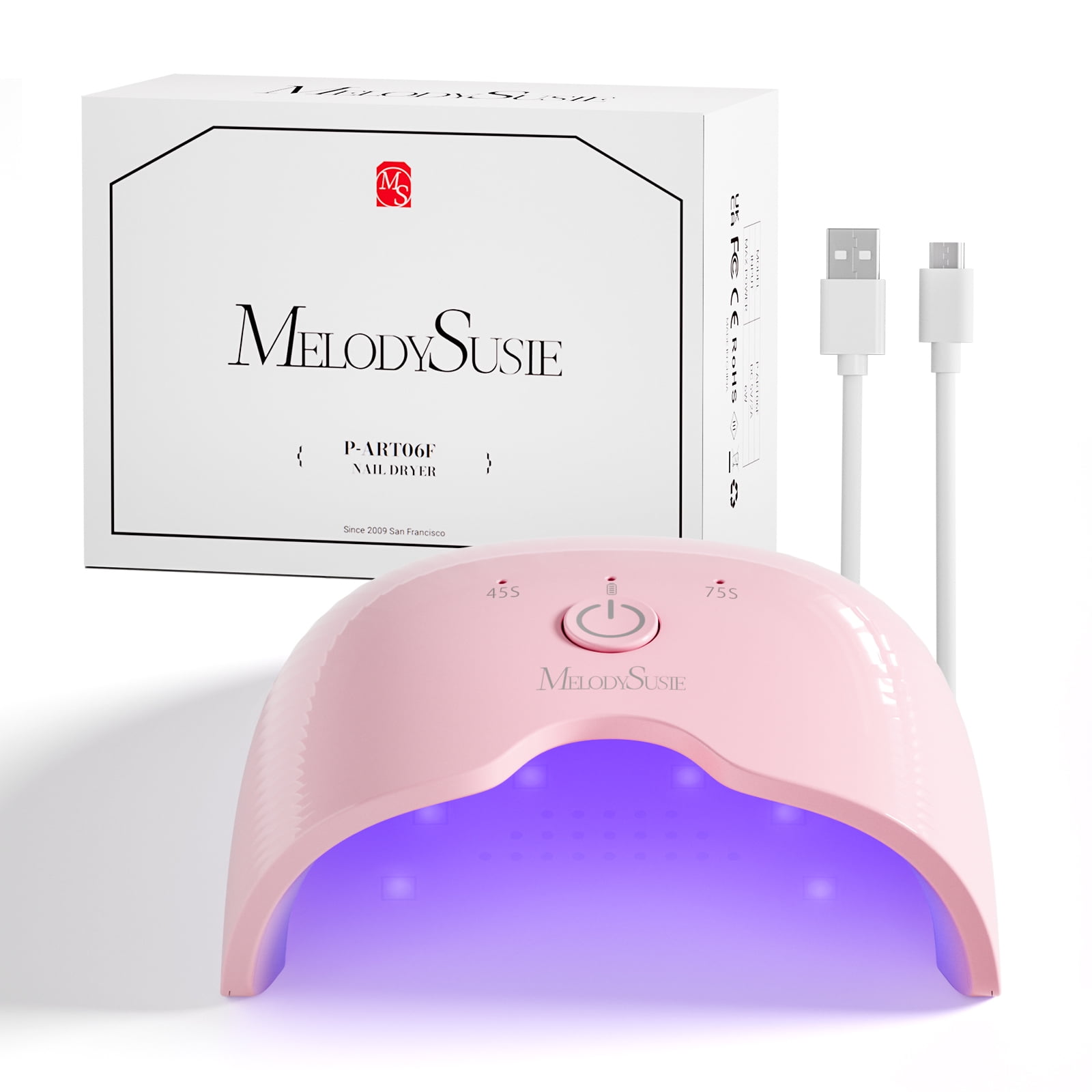 MelodySusie UV Nail Lamp, ART06F UV Light for Gel Nails, Nail Dryer with 2 Timer, Pink