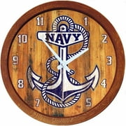Grimm Industries NA-560-05 20 in. Barrel Team Wall Clock - Color Weathered NA Anchor, White, Navy Blue & Gold