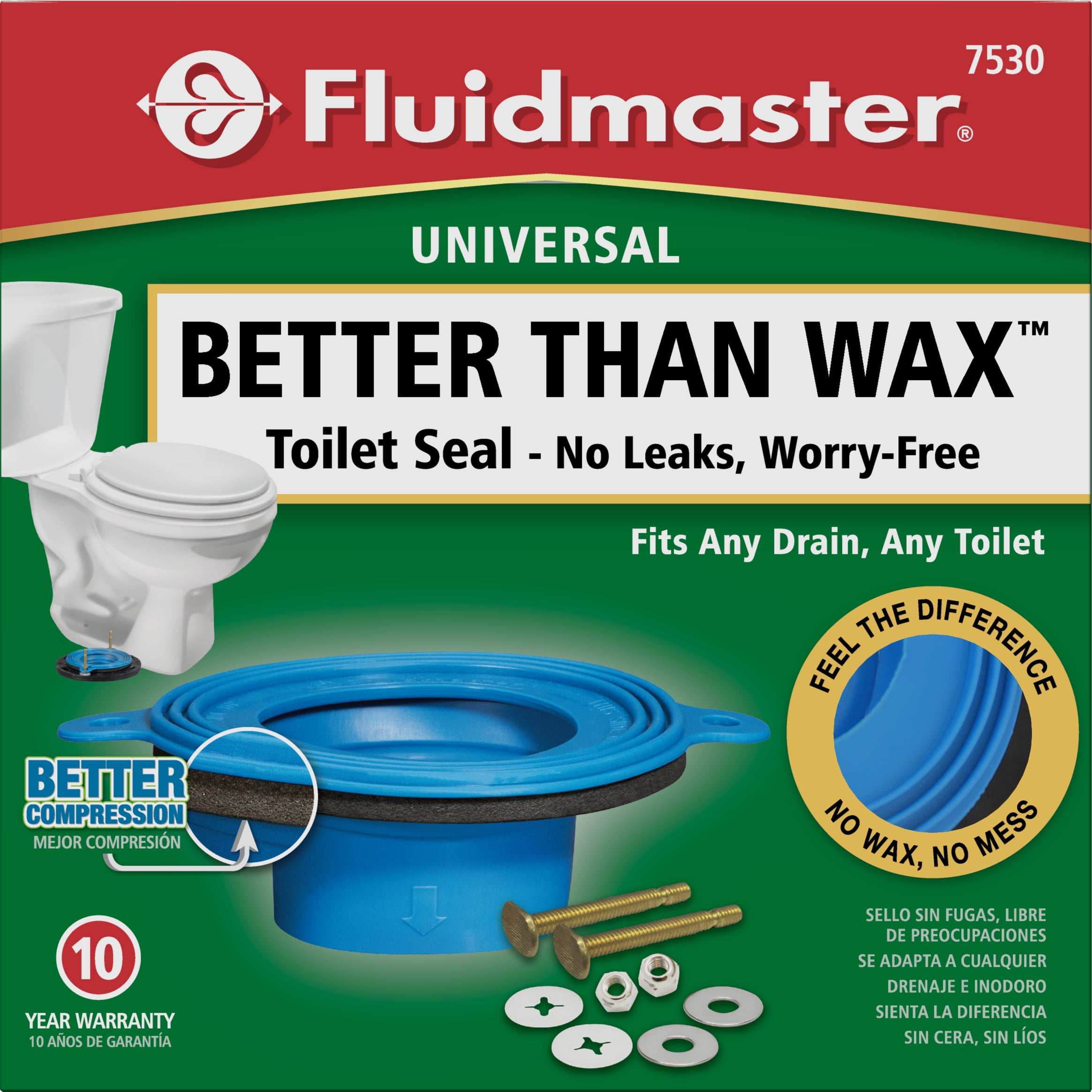 (2 pack) Fluidmaster 7530P8 Better Than Wax Universal Wax-Free Toilet Seal