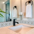 thumbnail image 3 of Mi Alma Black Light Blue Vintage Flower Peel & Stick Tiles - Vinyl Backsplash 8x8, 3 of 10