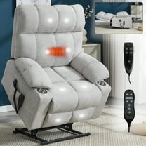Beige Dual Motor Infinite Position Up to 350 LBS Chenille Power Lift Recliner Chair