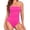 Hot Pink-1, variant on Stamzod Womens One Piece Swimsuits Summer Ruched One Shoulder Bathing Suits Slim Tummy Control Tankini Swimsuits for Women Red XL
