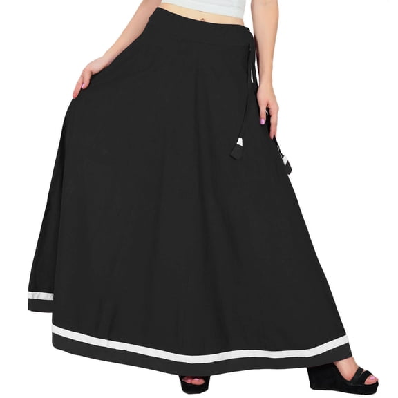 Bimba Women Long Boho Maxi Skirt Cotton Flared A-Line Skirts With Drawstring Waist
