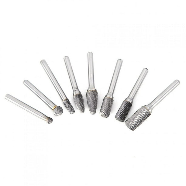 Herramientas de pulido rotativas de corte, 8 piezas de pulido de acero de tungsteno, cabezales de pulido de acero de tungsteno, juegos de rebabas de carburo, eficiencia maximizada