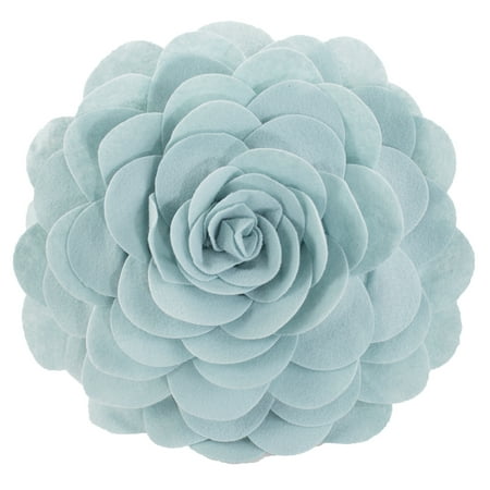 Aqua Boudoir Pillow - Eva's Flower Garden Decorative Throw Pillow. 13 Inch Round. (Aqua, One Size)