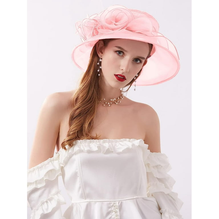 Baby pink hot sale wedding hat