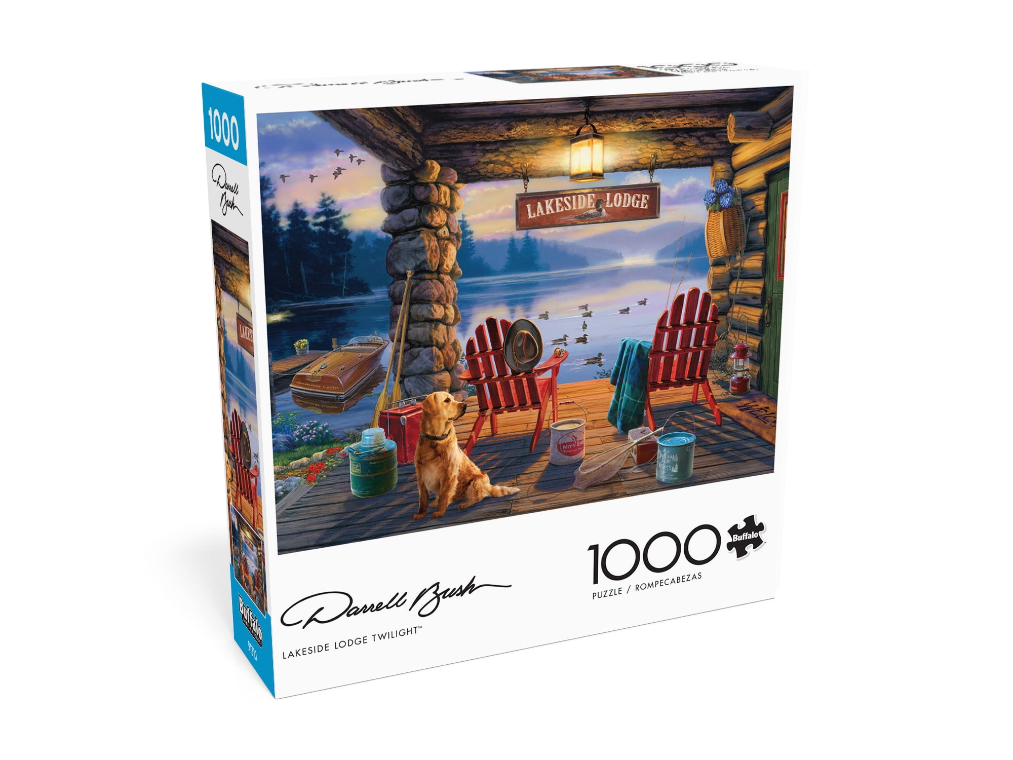 Buffalo Games 1000-Piece Darrell Bush Lakeside Lodge Twilight Interlocking Jigsaw Puzzle
