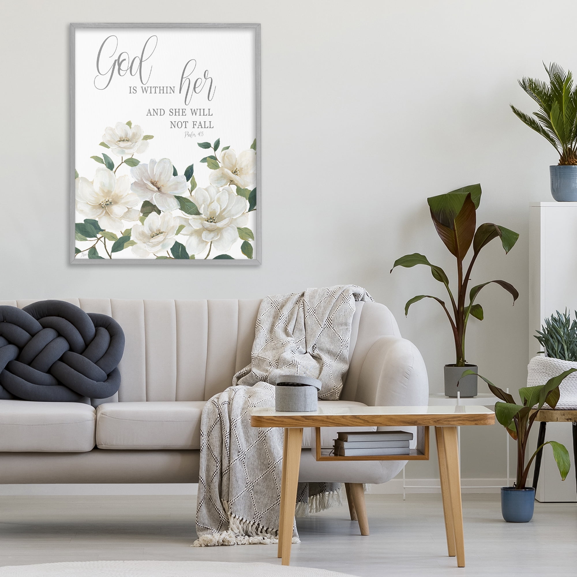 Stupell Industries God Is Within Her Gray Framed Giclee Art, design by Nan