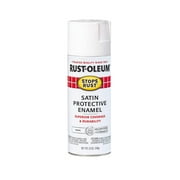 White, Rust-Oleum Stops Rust Satin Protective Enamel Spray Paint-7791-830, 12 oz