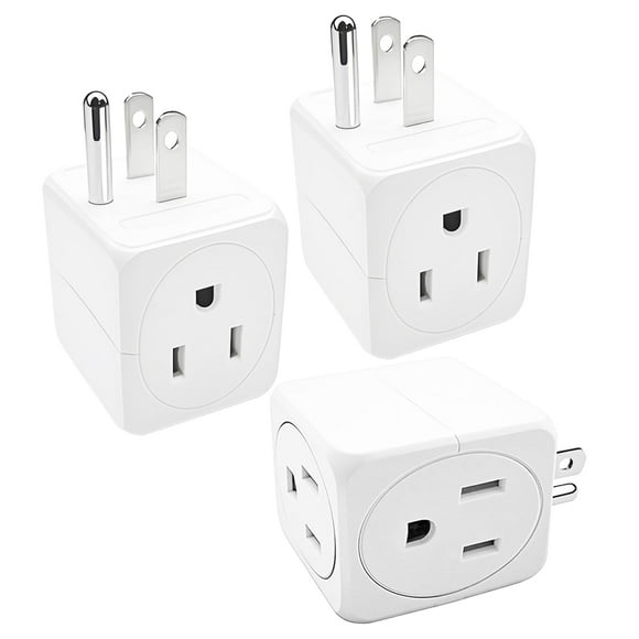3 Paquetes De Extensores De Enchufes Múltiples – Divisor De Pared Eléctrico De 3 Tomas – Adaptador De Toma De Pared Cuadrado De 3 Vías Diseño Compacto Que Ahorra Espacio Para Cruceros, Hogar, Oficina,