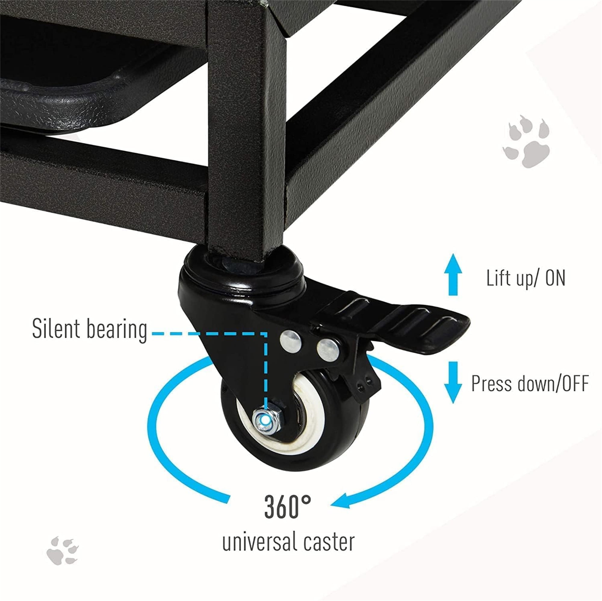 Aukfa 43/47/51 in Heavy Duty Indestructible Dog Crate, House Shape Escape Proof Dog Cage Kennel with Lockable Wheels & Removable Tray