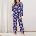 thumbnail image 2 of Honeii cool flower Skull print Women's Pajama Sets Long Sleeve Button Down Sleepwear Nightwear Soft Pjs Lounge Sets-X-Large, 2 of 7