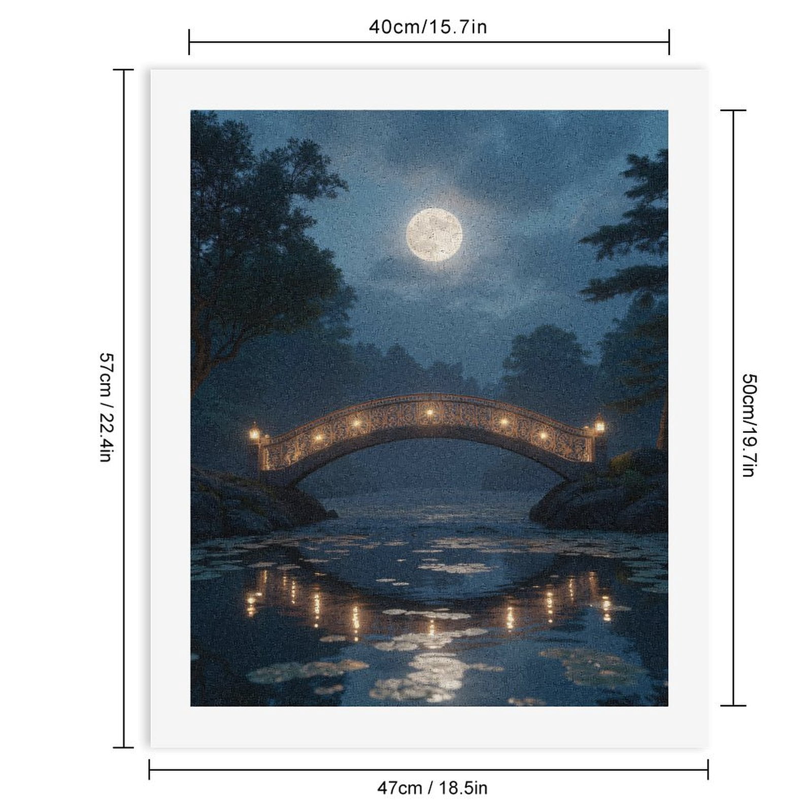 Paint by Numbers Kit for Adults, Moonlit Bridge Reflection Night Scene Paint by Numbers, Easy Paint by Numbers Kit for Adults Beginner, DIY Adult Paint by Number Kits on Canvas, Home Decor