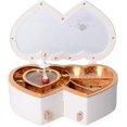 thumbnail image 1 of Caja De Regalo De Joyería De Viaje De Ballet De Música En Forma De Doble Corazón Blanco Con Bailarina Magnética Desmontable (8,5 Pulgadas X 3 Pulgadas) - Bailarina, 1 of 4