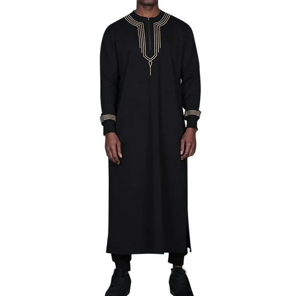 EHQJNJ Heavy Weight Tshirts for Men Kaftan for Men Long Sleeve Mens Thobe Maxi Male Shirt Clothes Abaya Dubai Gown Men's T-Shirts and Tanks Tagless Men Black T Shirt
