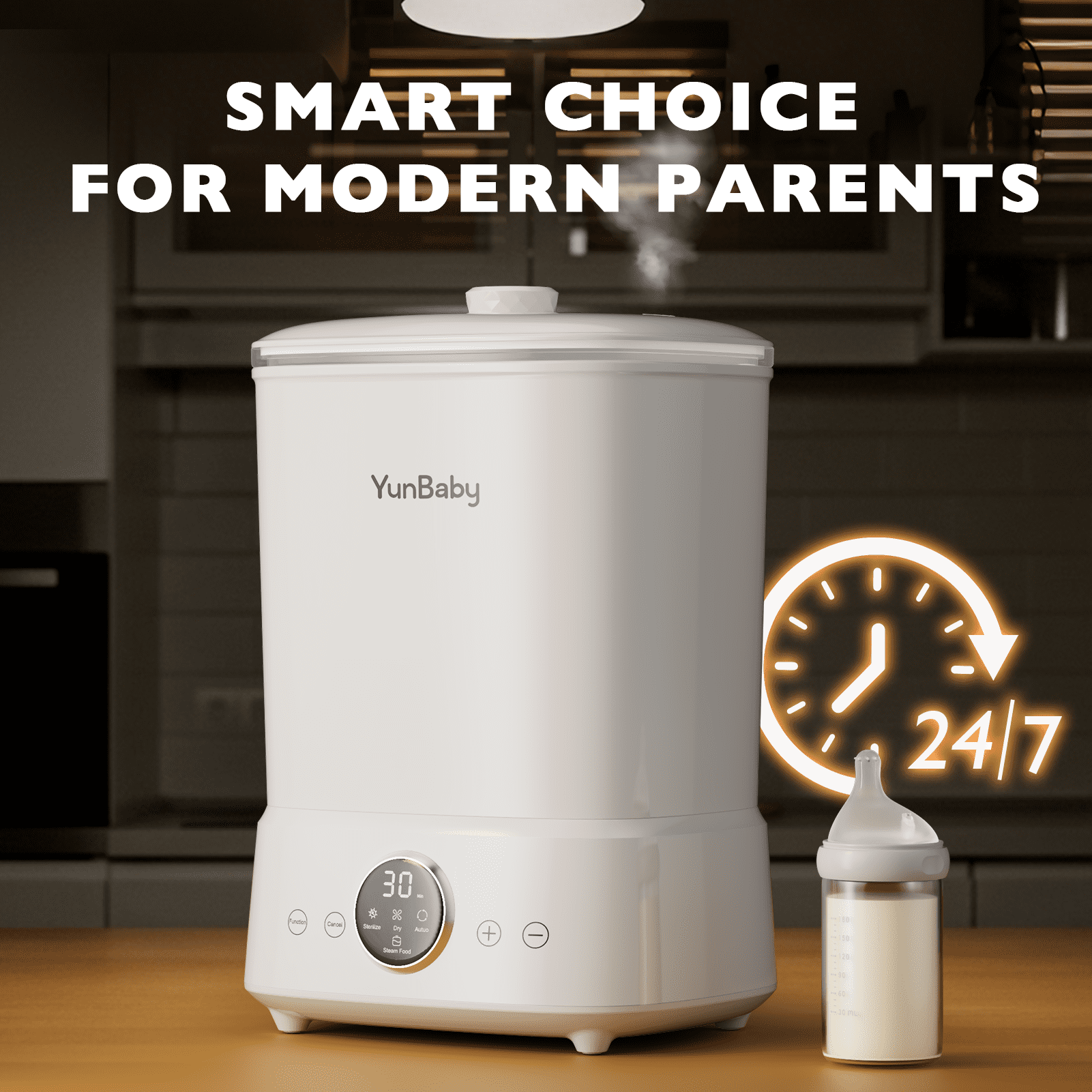 YunBaby Baby Bottle Sterilizer & Dryer, Large 2-Tier Capacity, Fits Bottles/Pacifiers/Pump Parts, LED Touch, Baby Essentials