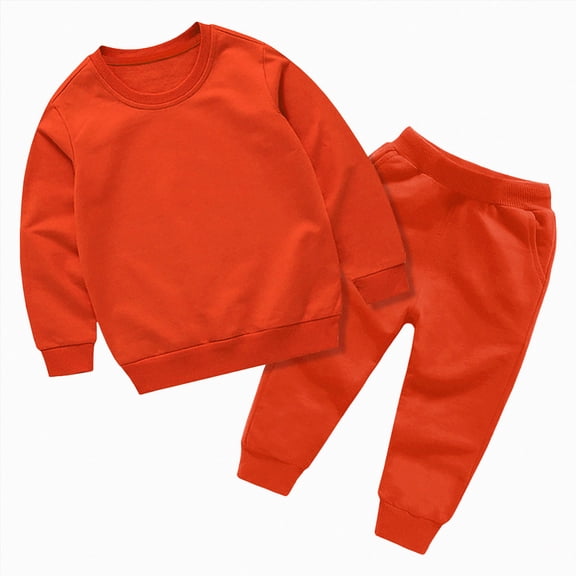 TOWED22 2pcs Toddler Infant Baby Girl Boy Fall Winter Clothes Long Sleeve Graphic Sweatshirt Tops Casual Pants Set Outfits Clothing(Orange,5-6 Y)