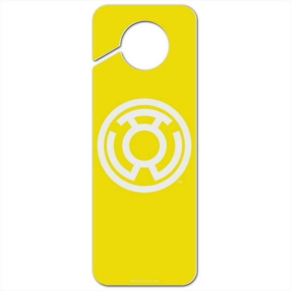 Green Lantern Blackest Night Sinestro Corps Yellow Lantern Logo Plastic Door Knob Hanger Sign