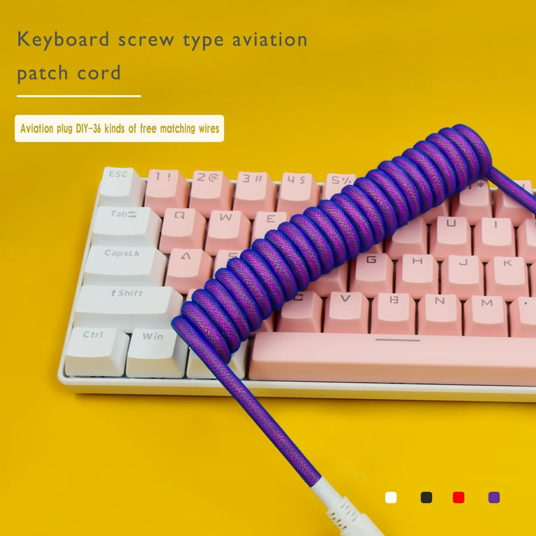 Custom Coiled USB C Cable for Gaming Keyboard, Double Custom Coiled USB C Cable for Gaming Keyboard, Double