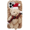 thumbnail image 1 of Funda para iPhone 12 Pro Max con muñeco de Dibujos Animados, Funda Suave y Esponjosa de Piel de Felpa Linda en 3D Compatible con la Funda para iPhone (iPhone 12 Pro Max, Oso de Navidad Bro, 1 of 5