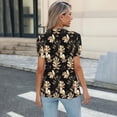 thumbnail image 4 of Mujeres de Manga Corta Tops Cuello Redondo Plisado Túnica, Tapa Casual Doblado Doblado Impreso Moda, 4 of 6