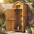 thumbnail image 2 of Costway Garden Storage Shed Outdoor Lockable Storage Cabinet Tool Organizer with Shelves, 2 of 10