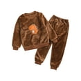 thumbnail image 6 of Fldy Toddler Boys Girls Warm Outfit Casual Sleepwear Long Sleeve Nightwear Loungewear 2 Piece Pajama Brown Dinosaur 130/3XL/16, 6 of 7