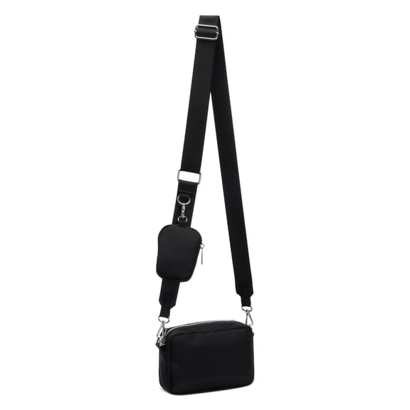 LOEL Nylon Crossbody Bag with Detachable Mini Pouch, Adjustable Wide Strap, Casual Sling Purse for Daily Use