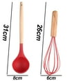 thumbnail image 2 of Juego de utensilios de cocina, 2 uds., mango de madera, resistencia al calor, espátula de silicona, cuchara, utensilios de cocina, 2 of 5